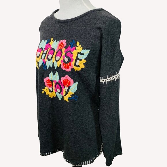 Bleu Bayou Crewel Embroidered Sweater Size S Floral Long Sleeve Blanket Stitch - Picture 14 of 16